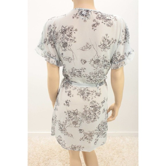 Vintage Apt 9 Wrap Robe Semi Sheer Peignoir Small Blue Floral Toile - Picture 3 of 8